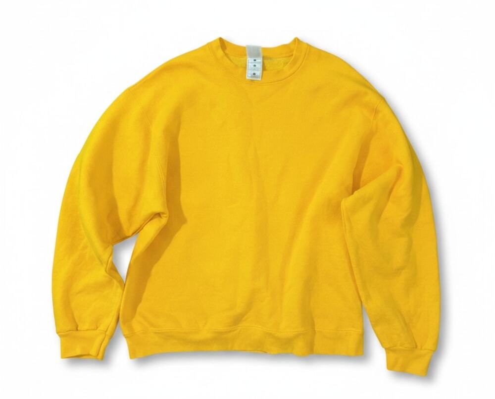 Fruit of the Loom Supercotton Crewneck Sweatshirt Mens L 90s Y2K Yellow Chic